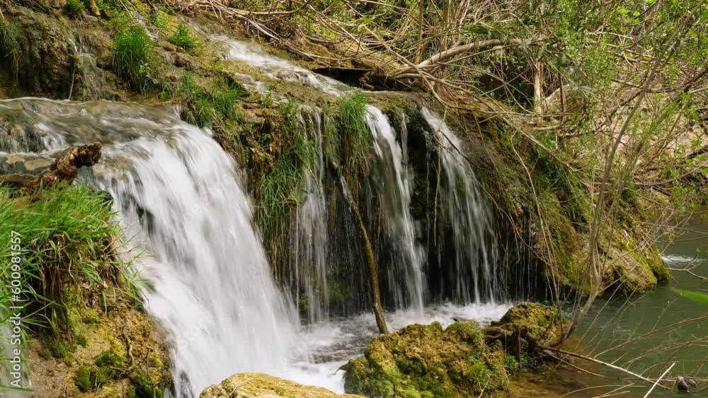 Small part of waterfall, close shot of running water, static camera. Nature reserve and tourist attractions at Turkey, Antalya Small part of waterfall, close shot of running water, static camera. Nature reserve and tourist attractions at Turkey, Antalya