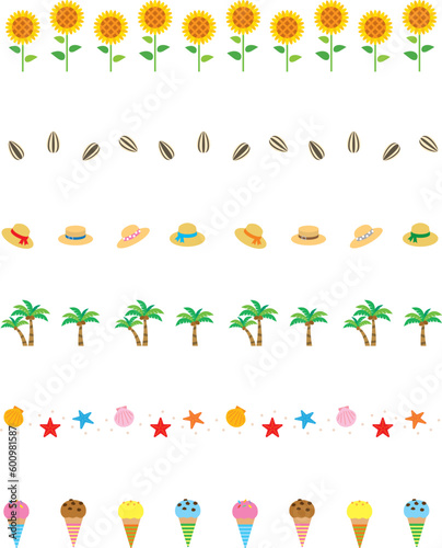 かわいい夏のイラスト飾り罫