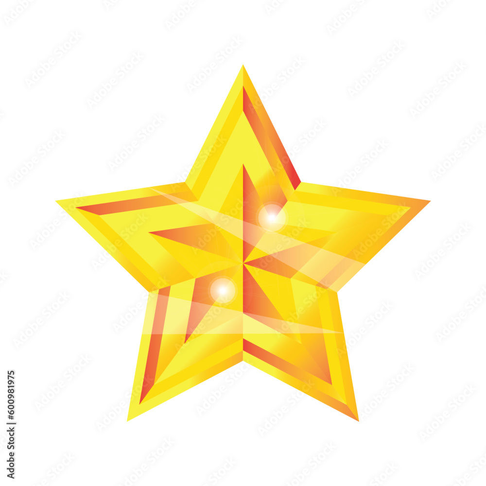 Fototapeta premium 3d golden sparkling star, 3d creative multicolor star, golden gradient star shape