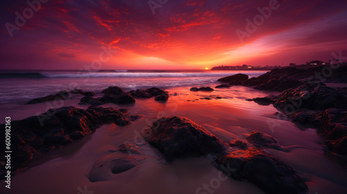 Colorful sunset over the be...