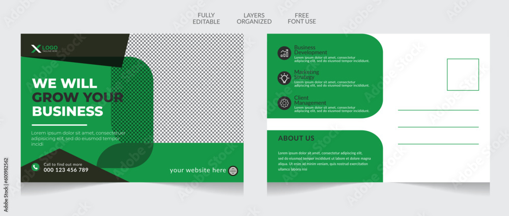 Modern creative business postcard editable template design Modern creative business postcard editable template design