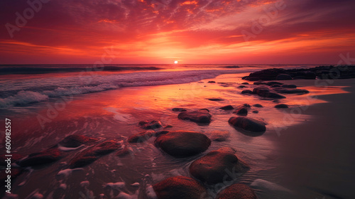 Colorful sunset over the be...