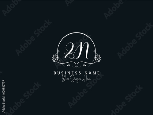 Modern Luxury ZN Signature Logo, Feminine Signature Letter Zn nz Logo Icon Vector Art