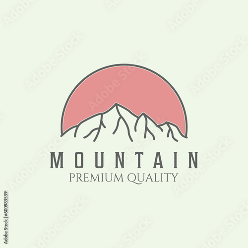 hill mountain logo line art illustration design symbol. adventure in forest