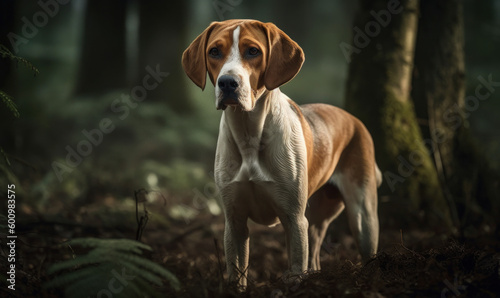 photo of foxhound in its natural habitat. Generative AI