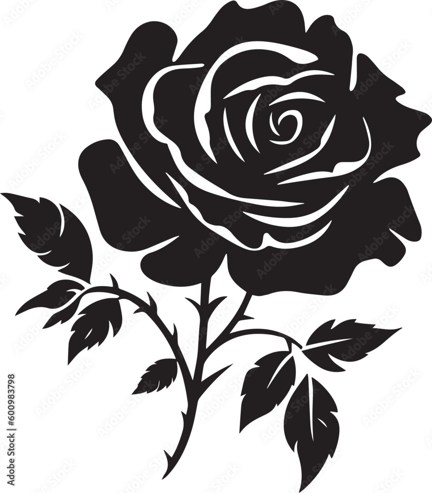 Rose silhouette, flower silhouette vector illustration , SVG	