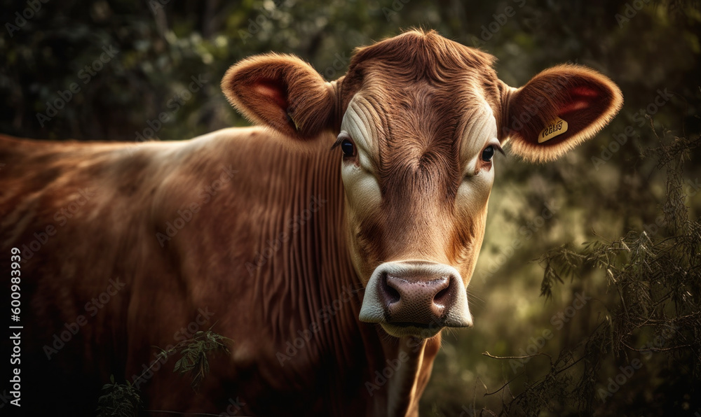 close up photo of Guernsey cow in its natural habitat. Generative AI