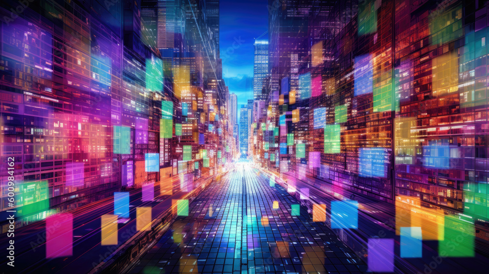 Obraz premium Internet technology global connection for business and digital marketing, finance, and banking. Big data online network. Generative AI