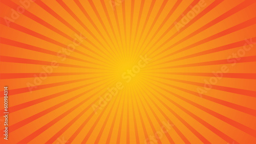 Orange sun burst background with rays, Sunray vector background, YouTube thumbnail background, zoom out background