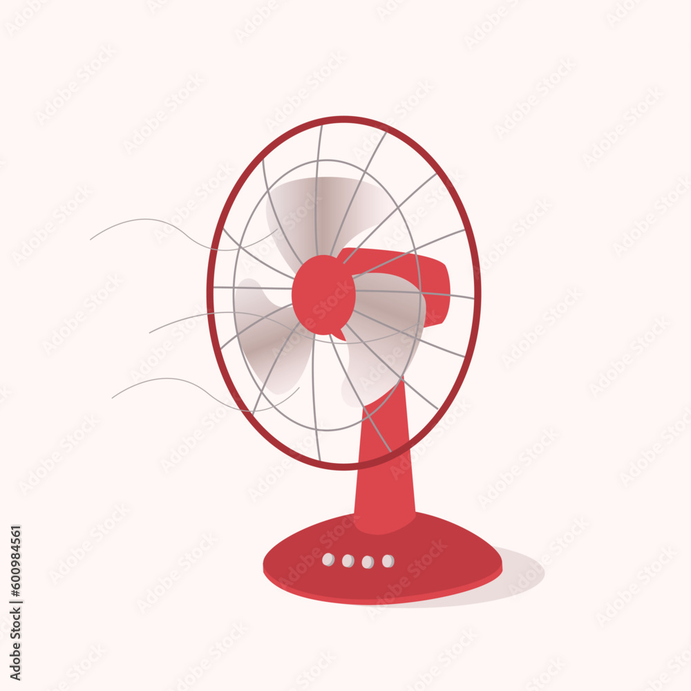 One Running Electric Table Fan Blowing Wind. One Running Electric Table Fan Blowing Wind.