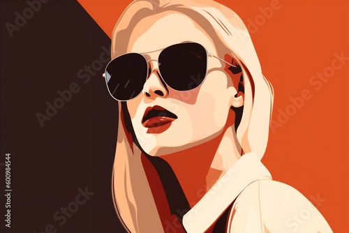 woman concept glasses fashion illustration girl portrait design poster modern style. Generative AI.