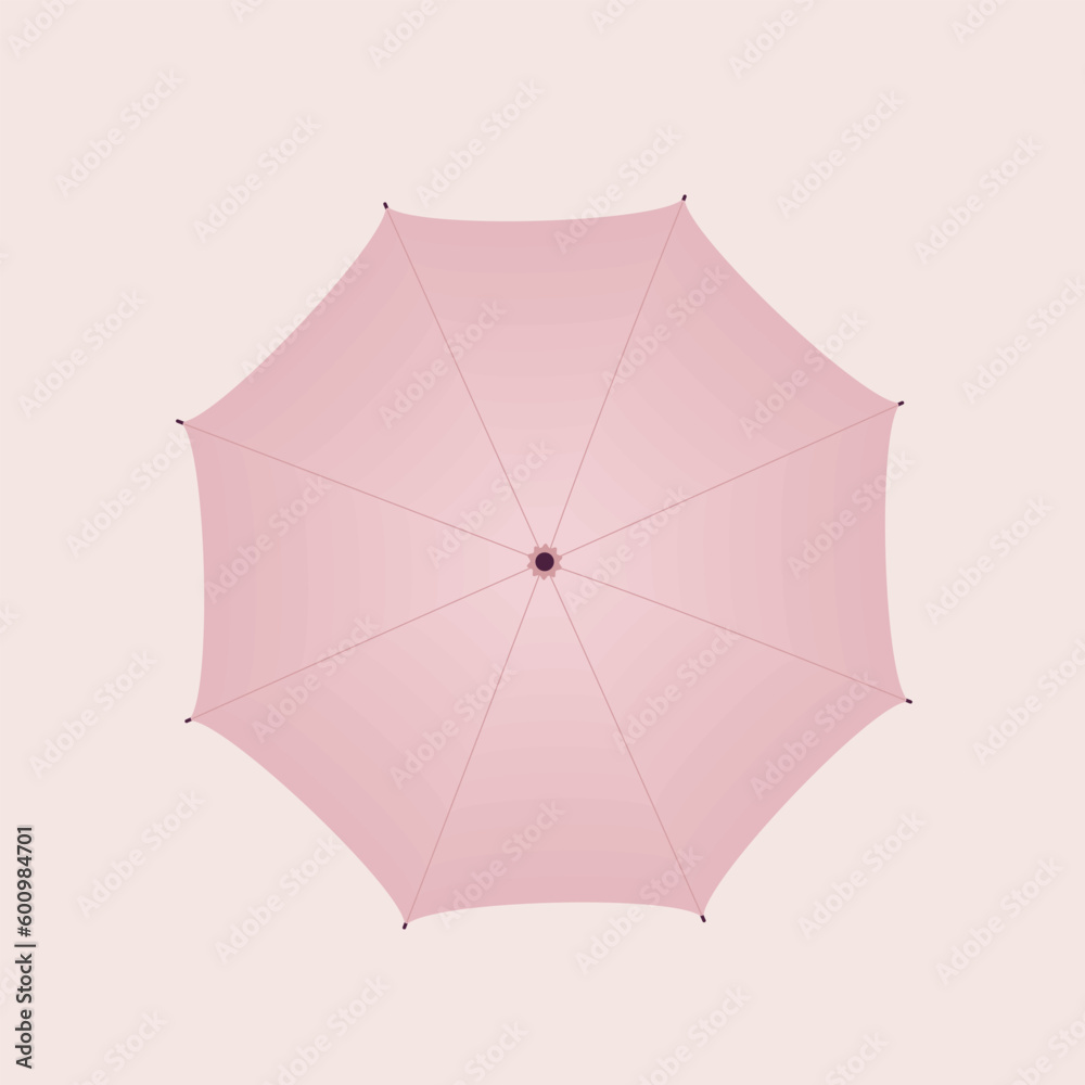 Top View Of A Opened Pink Color Umbrella. Top View Of A Opened Pink Color Umbrella.
