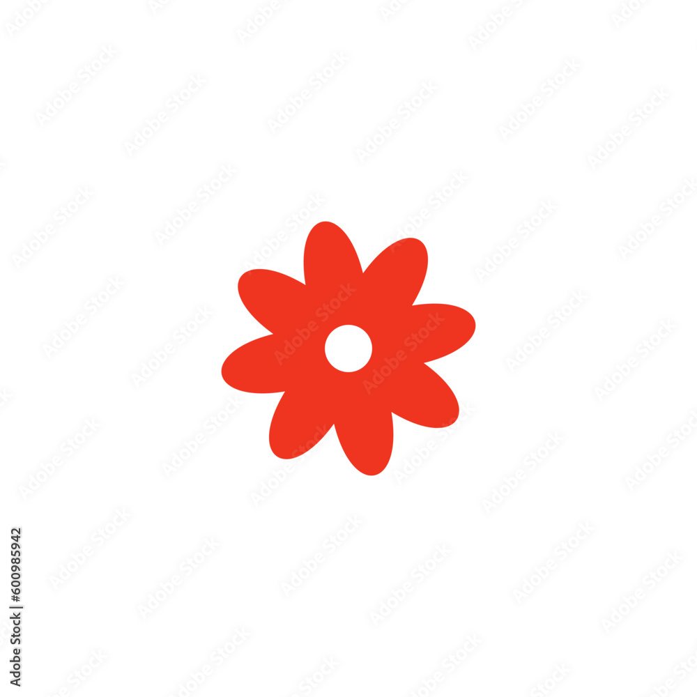 Gardening and horticulture tools. A red flower. Flat design on white background. Vector illustration.