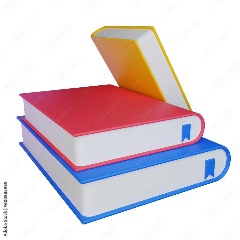 3d illustration books icon on transparent background. 3d illustration books icon on transparent background.