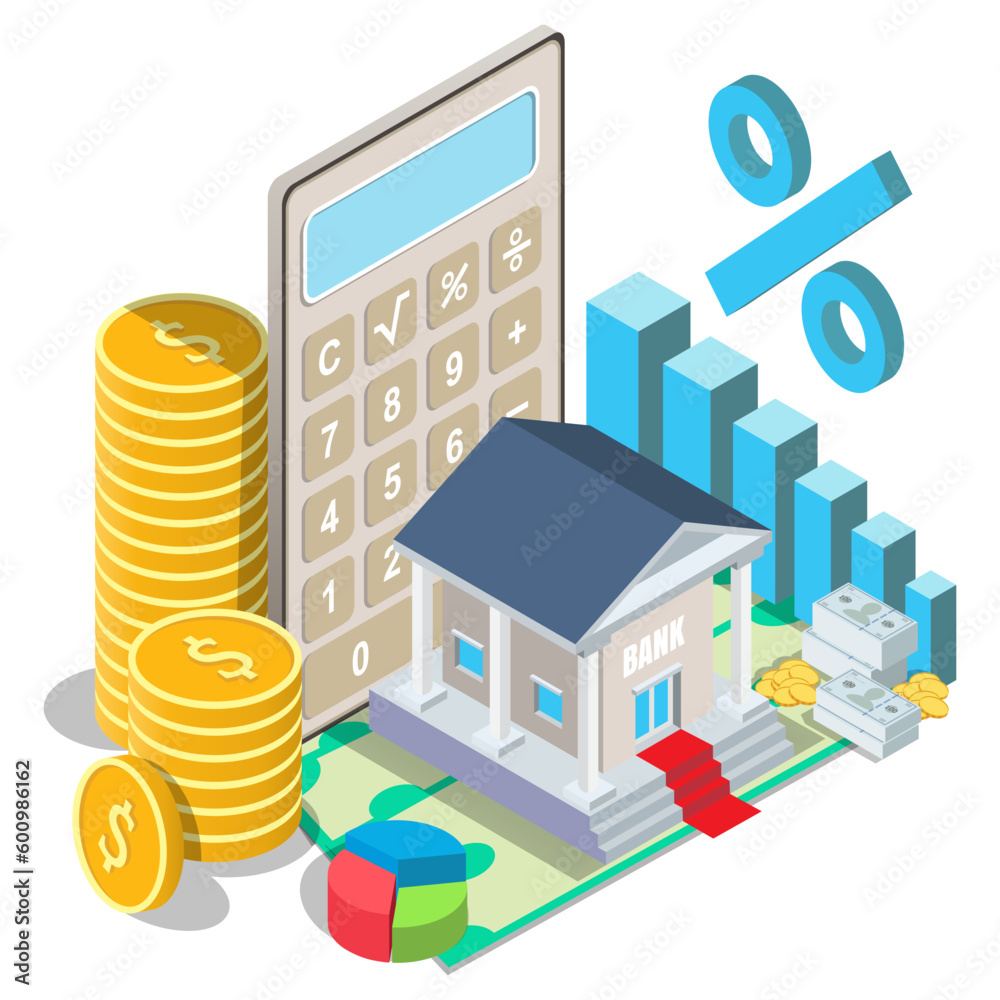 Bank rates and services 3d vector illustration Bank rates and services 3d vector illustration