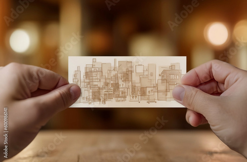 human hands holding a draft piece of paper