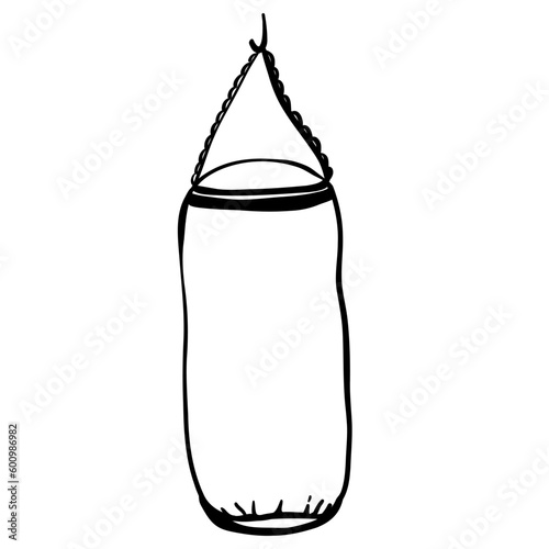 Punching bag for training power punch. Vector illustration