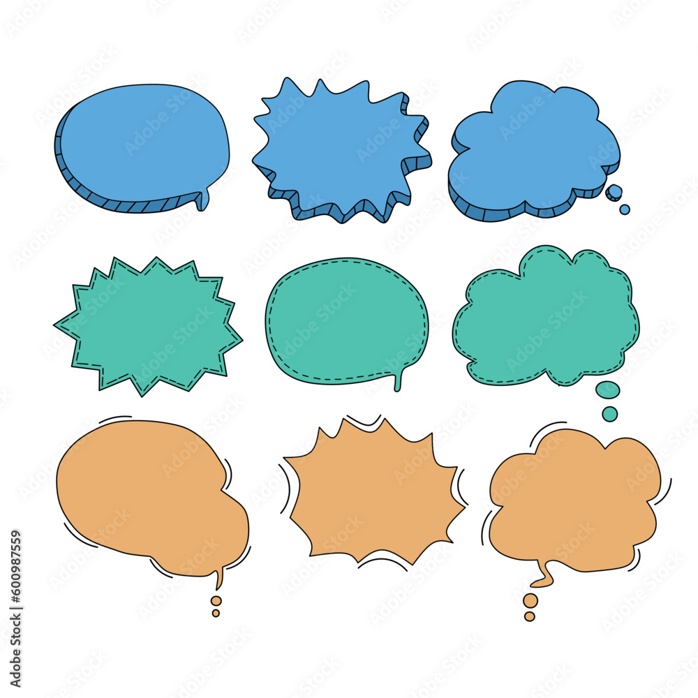Vector set of empty speech bubble balloon frame border, think, talk, talk, text box, banner illustration Vector set of empty speech bubble balloon frame border, think, talk, talk, text box, banner illustration
