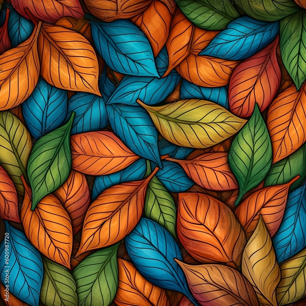Fototapeta premium Colourful leaf pattern
