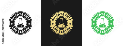 Best Sulfate free label or Sulfate free icon vector isolated in flat style. Sulfate free label vector for product packaging design element. Simple Sulfate free stamp for packaging design element.