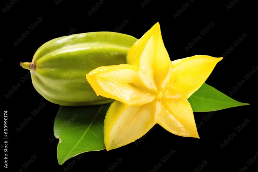 A bright and vibrant stock photo of fresh starfruit on a pristine white background isolated PNG A bright and vibrant stock photo of fresh starfruit on a pristine white background isolated PNG