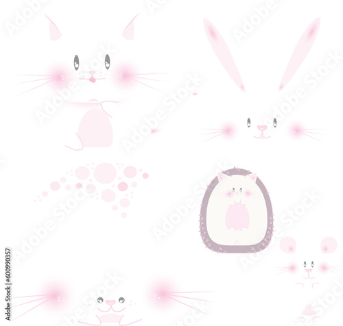 Fluffy cute animal set