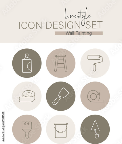 Linestyle Icon Design Wall Painting