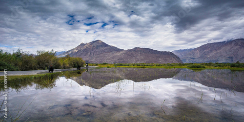 Landscape view of Leh city in falls,the town is located in the Indian Himalayas at an altitude of 3500 meters,North India.