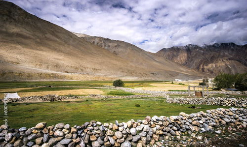 Landscape view of Leh city in falls,the town is located in the Indian Himalayas at an altitude of 3500 meters,North India.