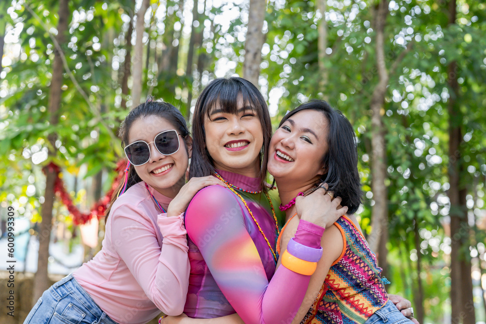 Group of friends LGBTQ having fun together happy Thai transgender Asian woman LGBTQIA at music festival LGBT Group of friends LGBTQ having fun together happy Thai transgender Asian woman LGBTQIA at music festival LGBT