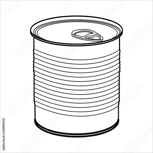 Opened tin can. Vector outline icon. cartoon