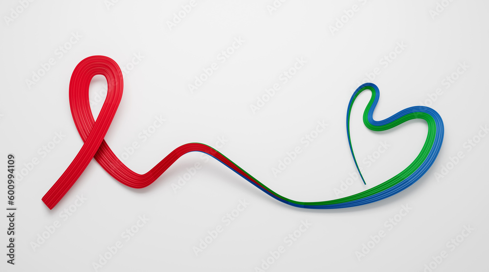 3d Flag Of Eritrea Heart Shaped Wavy Awareness Ribbon flag On White Background, 3d illustration 3d Flag Of Eritrea Heart Shaped Wavy Awareness Ribbon flag On White Background, 3d illustration