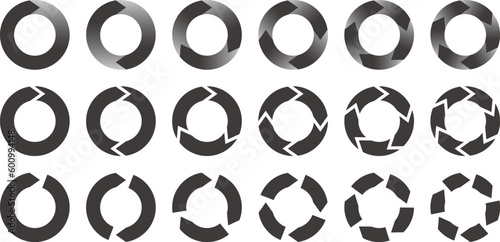 黒い回転矢印のベクターイラストセット