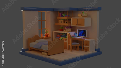 Cozy room in dark tones Png