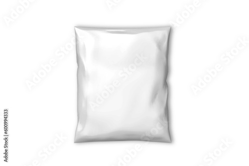 Empty blank white plastic parcel bag isolated on a grey background. Shipping Plastic Bag Postal Packing. Postal package. 3d rendering.