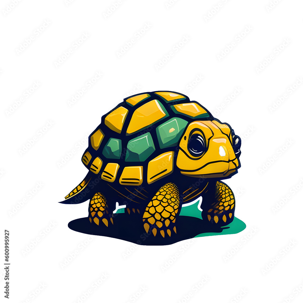 Fototapeta premium Tortoise Sticker illustration, Png Image Ready To Use. Animal Sticker Design Series