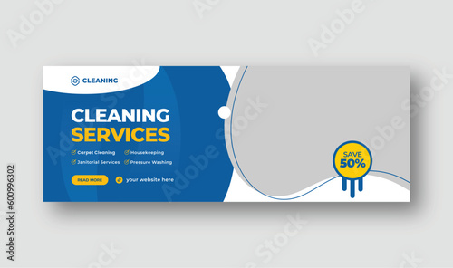 Cleaning Services social media Facebook cover web banner template design