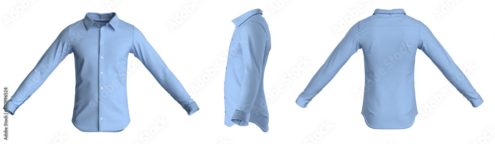 Male shirt with long sleeves. Button down shirt. Blue Male shirt with long sleeves. Button down shirt. Blue
