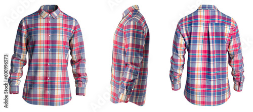 Billede på lærred Male shirt with long sleeves. Button down shirt. Checkered