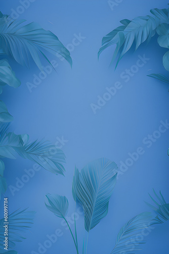 Summer travel concept. Banner with copy space. Trendy blue and calm color, generative ai