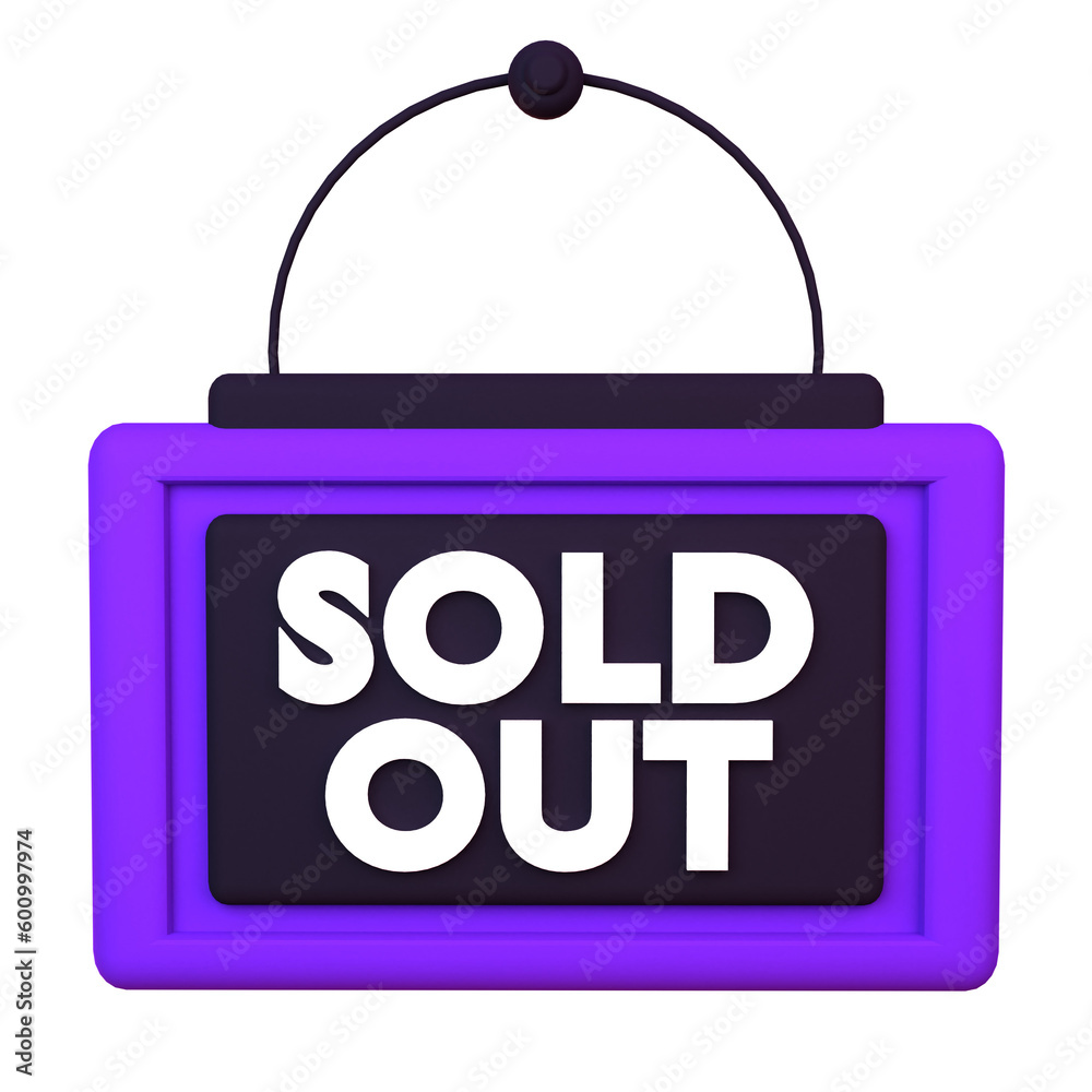 3d illustration sold out icon objects. 3d illustration sold out icon objects.