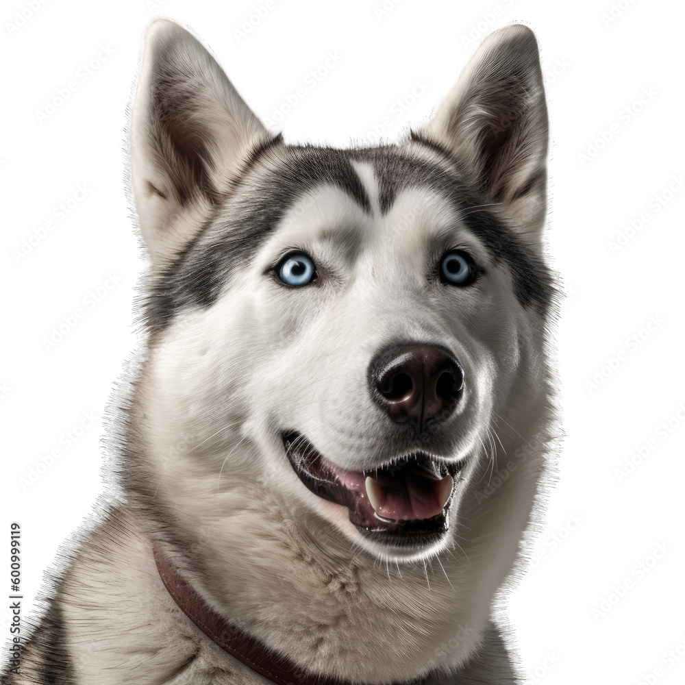 Fototapeta premium Siberian husky isolated on transparent background.