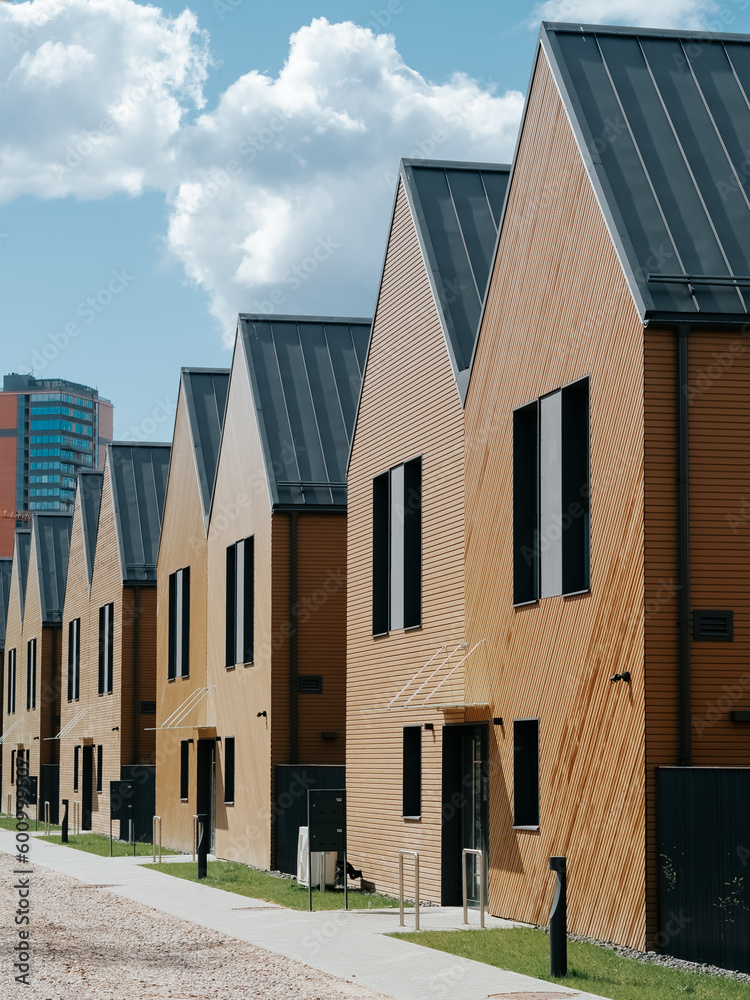 Residential complex of townhouses in the center of Vilnius. Modern construction. Scandinavian style Residential complex of townhouses in the center of Vilnius. Modern construction. Scandinavian style