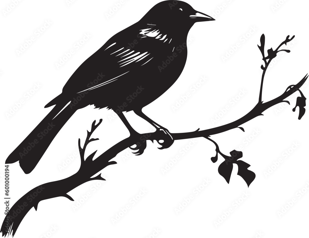 Bird on a branch Vector illustration, SVG Bird on a branch Vector illustration, SVG