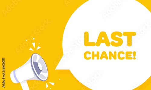 Last chance. Flat, yellow, last chance banner. Vector illustration.