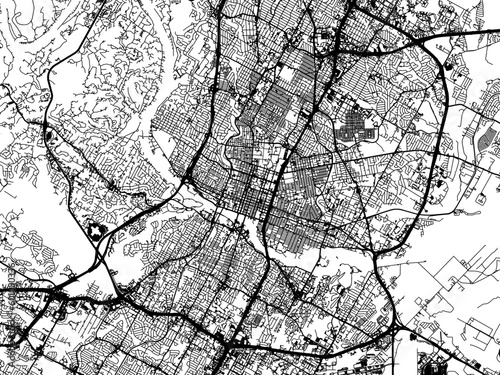 Vector road map of the city of  Austin Texas in the United States of America on a white background.
