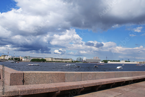 Pleasure boat sailing on the river  river channels  walks for tourists  Vacation.