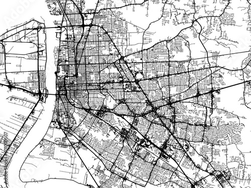 Vector road map of the city of  Baton Rouge Louisiana in the United States of America on a white background.
