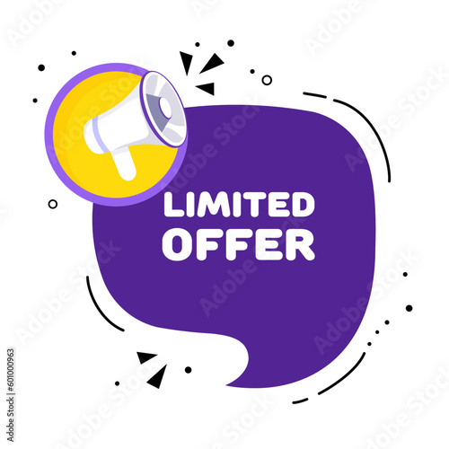 Limited offer. Flat, purple, limited offer banner. Vector illustration.