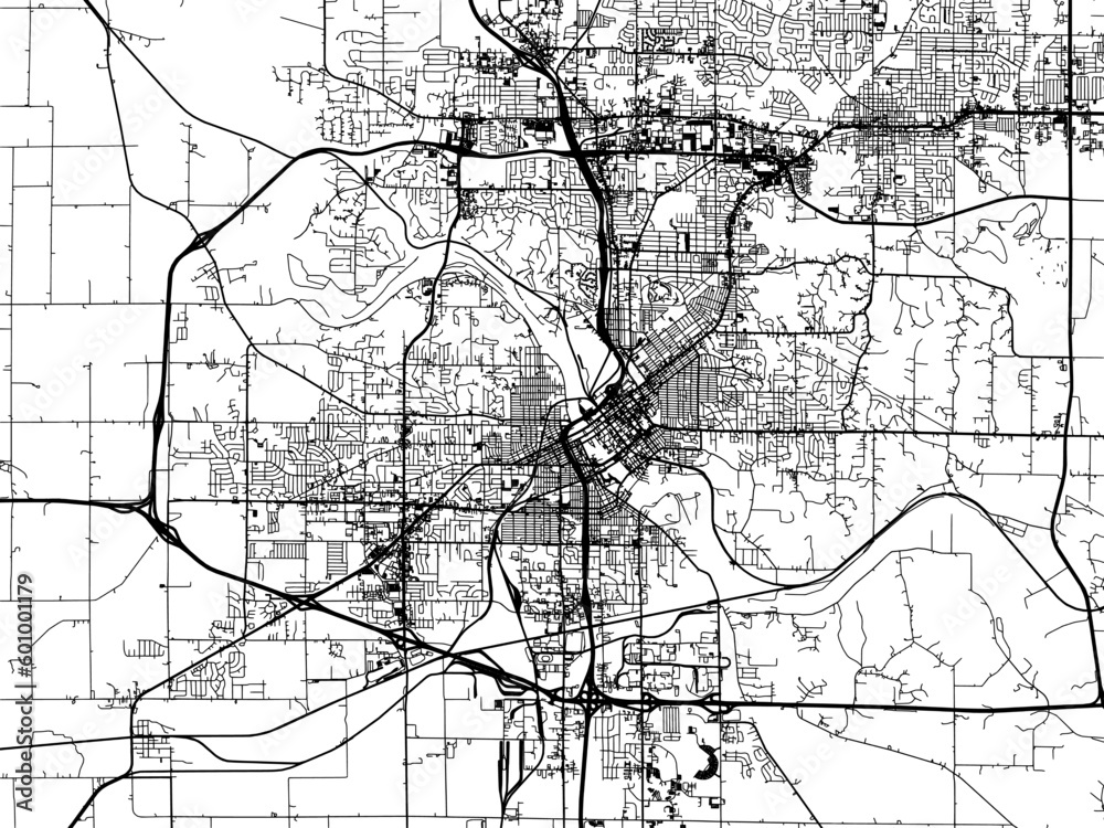 Naklejka premium Vector road map of the city of Cedar Rapids Iowa in the United States of America on a white background.